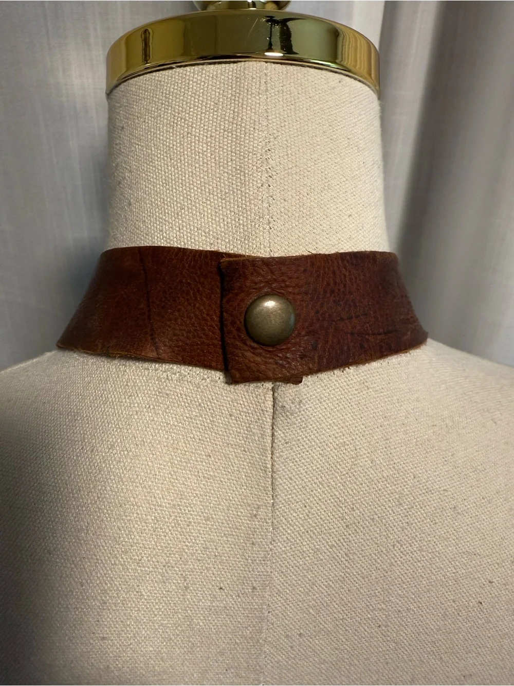 Leather and sea glass, handmade, choker style necklace. - Picture 4 of 4
